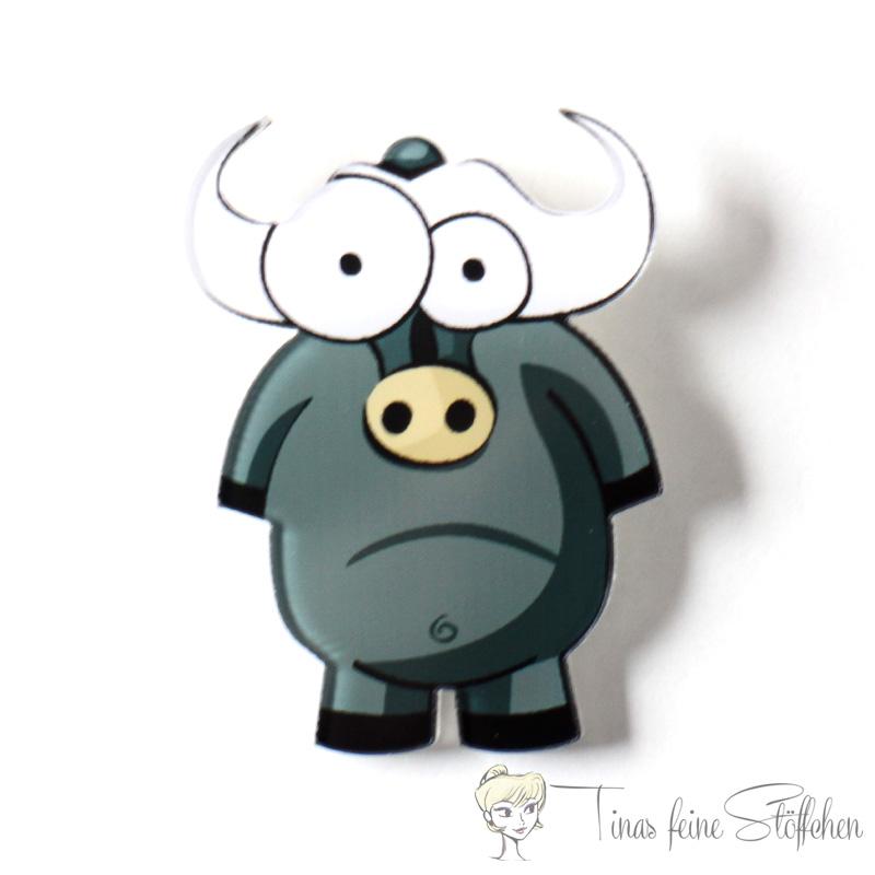 Tinas feine Stöffchen - Funny buffalo brooch for bags or jackets